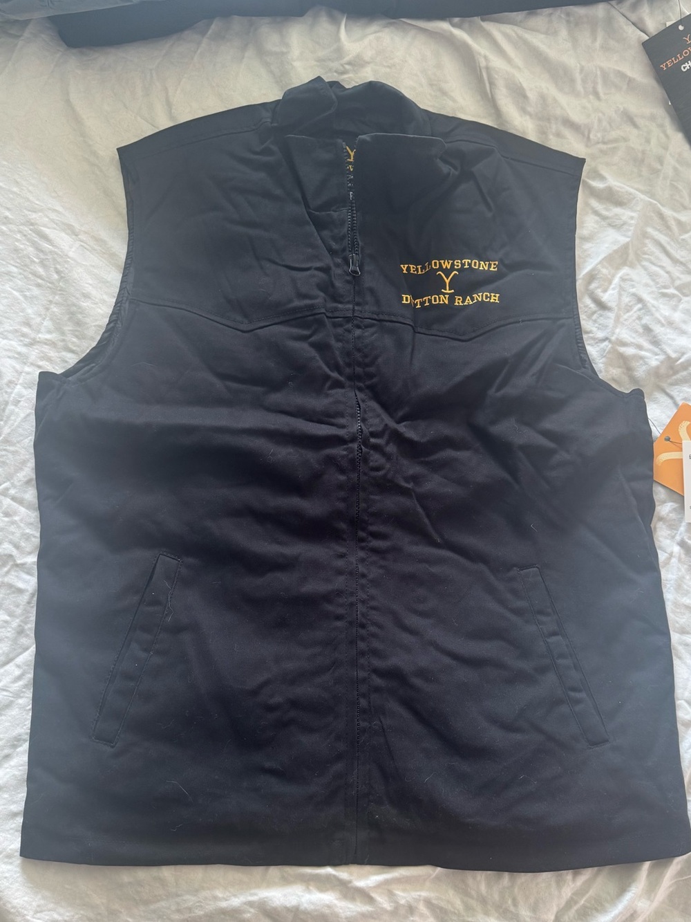 New Mens XL Black Lined Vest Jacket Yellowstone Dutton Ranch TV Show Size 1X